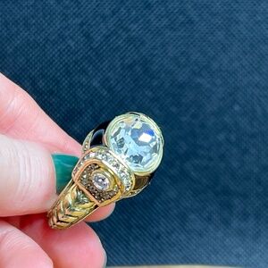 HEIDI DAUS Statement Ring Black with Swarovski Crystals Estate Find Size 10